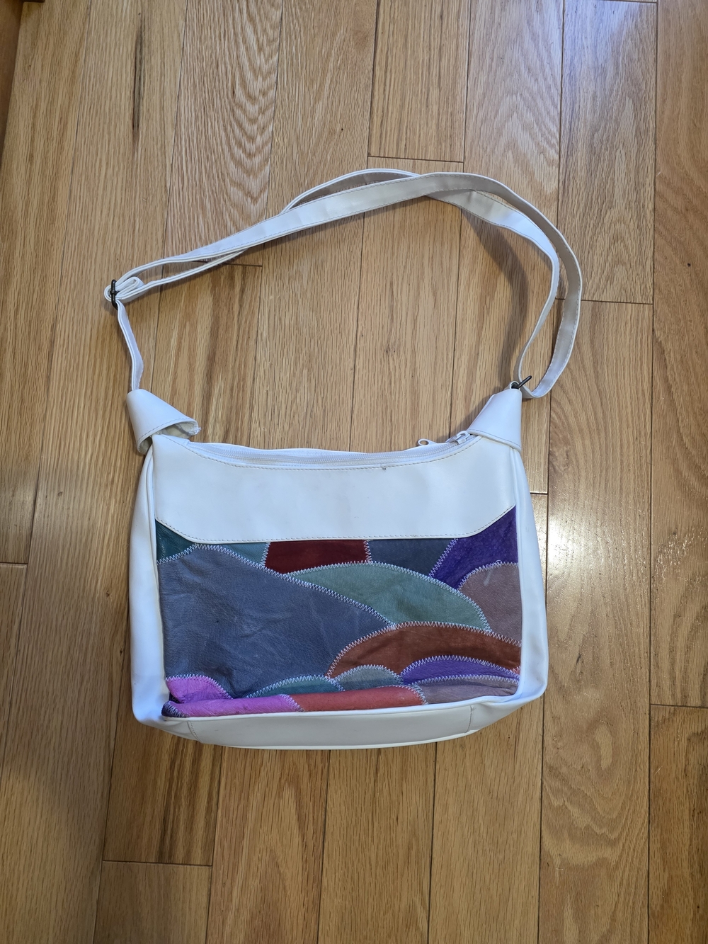 White Vintage Patchwork Accent Shoulder Bag - Purse -